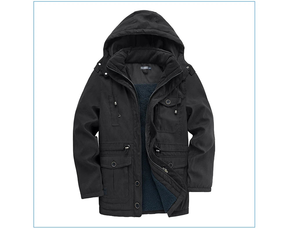 Veste d’Hiver Chaude Homme – DIMUSI Veste Tactique Épaissie | Polaire Doublée | Multi-poches | Coupe-Vent | Capuche | Mode & Outdoor - BLACKBEARD OUTDOOR INDUSTRIES