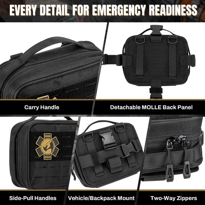 RHINO RESCUE Kit Trauma Véhicule – Garrot, Poche MOLLE & Premiers Secours Professionnels