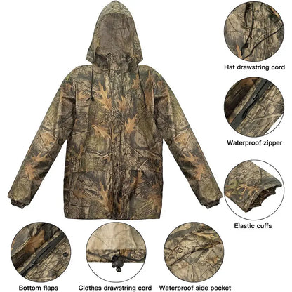 Ensemble Pluie Tactique Camouflage 2 Pièces — Poncho + Pantalon Imperméable | Chasse, Moto, Randonnée | S à XXL - BLACKBEARD OUTDOOR INDUSTRIES