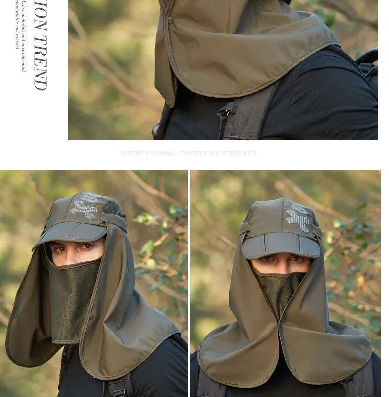 Chapeau de Protection UV d'Été – Casquette Anti-UV avec Protection du Cou et du Visage, Pliable, Séchage Rapide, Imperméable, Idéale pour Randonnée, Pêche et Activités Outdoor - BLACKBEARD OUTDOOR INDUSTRIES