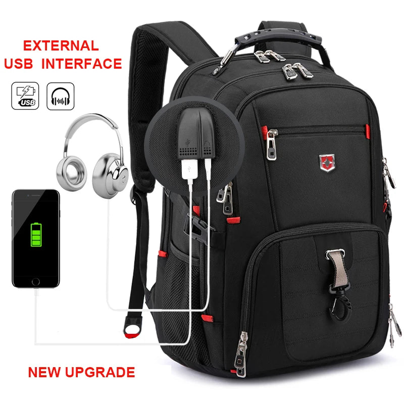 Sac à Dos Imperméable 20 pouces avec Port USB – Sac École et Voyage Antivol Unisexe à Haute Capacité - BLACKBEARD OUTDOOR INDUSTRIES