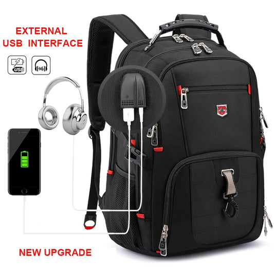Sac à Dos Imperméable 20 pouces avec Port USB – Sac École et Voyage Antivol Unisexe à Haute Capacité - BLACKBEARD OUTDOOR INDUSTRIES