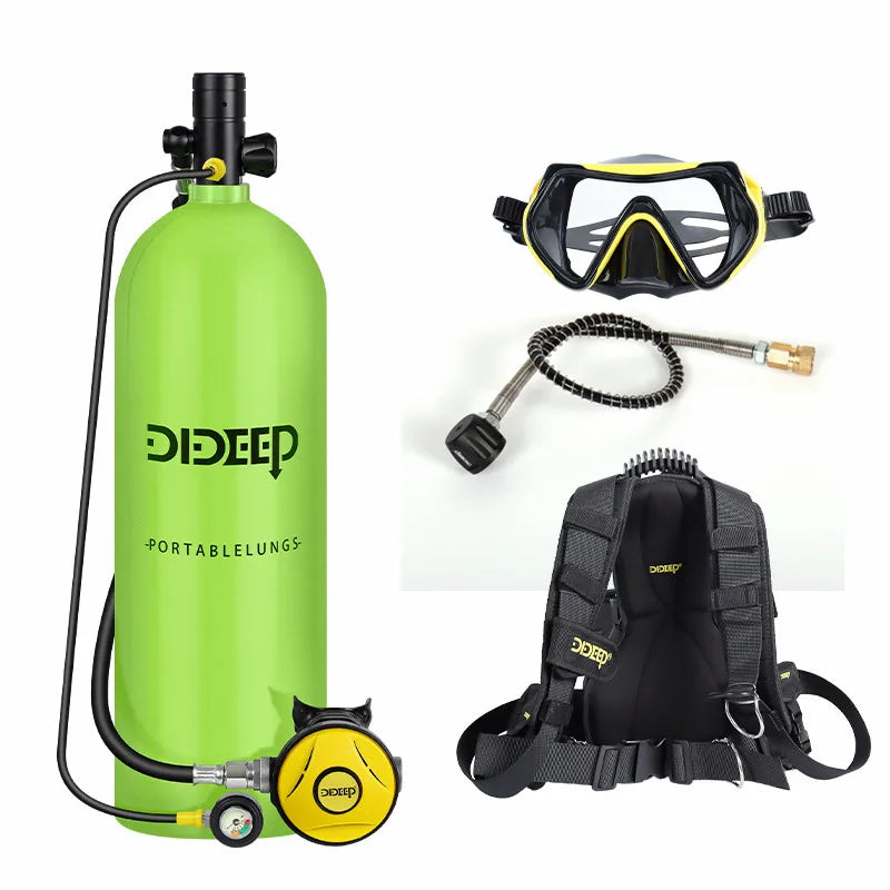 DIDEEP Kit Plongée Mini Bouteille Scuba 4L – Jusqu'à 60 min, Masque HD, Certifié CE