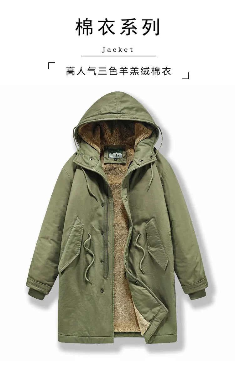 New American Retro M51 Mid-Length Windbreaker Parka with Hood Coat - Amish Cotton Long Coat for Men - Fall/Winter BLACKBEARD OUTDOOR INDUSTRIES