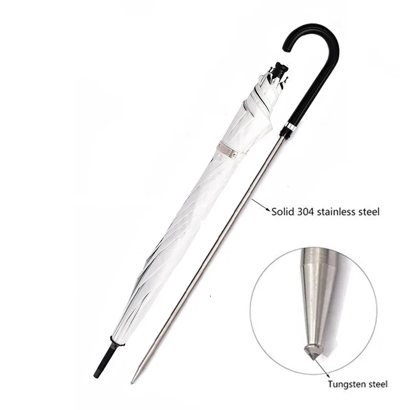 Canne Parapluie 2-en-1 – Coupe-Vent, Anti-UV, Autodéfense, Randonnée