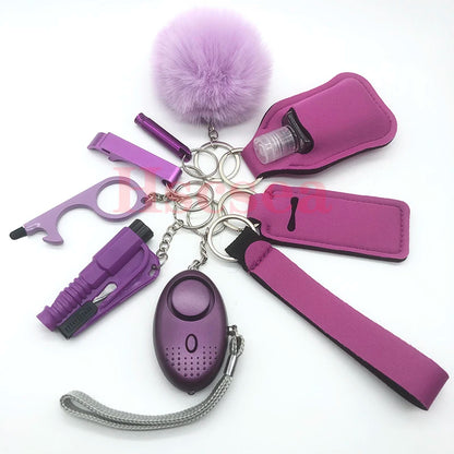 Kit porte-clés de sécurité femme 10 pièces avec dragonne