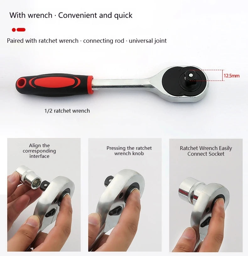 Jeu de 12 Douilles à Cliquet 1/4" – Acier Cr-V Haute Résistance - BLACKBEARD OUTDOOR INDUSTRIES