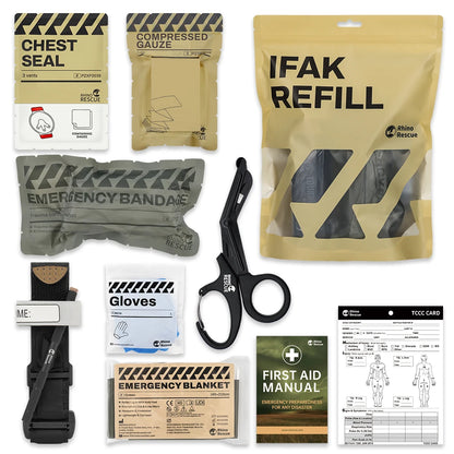 Recharge IFAK RHINO RESCUE – Kit Trauma Combat 7, 10 ou 17 Pièces, Survie Tactique