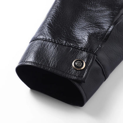 YJKVUR Men's Fleece-Lined Warm Faux Leather Jacket Waterproof Windproof Autumn Winter New Arrival Man Motorcycle Stylish Coat ﻿ BLACKBEARD OUTDOOR INDUSTRIES