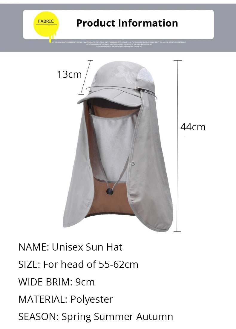 Chapeau de Protection UV d'Été – Casquette Anti-UV avec Protection du Cou et du Visage, Pliable, Séchage Rapide, Imperméable, Idéale pour Randonnée, Pêche et Activités Outdoor - BLACKBEARD OUTDOOR INDUSTRIES
