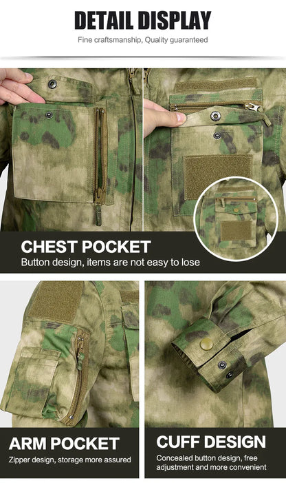 Set de Vêtements Tactiques BDU - Chemise et Pantalon Camouflage pour Entraînement en Plein Air, Randonnée, Chasse, Airsoft, Sniper, Combat, Ghillie Suit - BLACKBEARD OUTDOOR INDUSTRIES