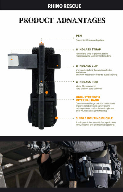 Rhino Rescue Tourniquet Tactical – Renforcé avec Tige Métallique et Suture Résistante Ma boutique