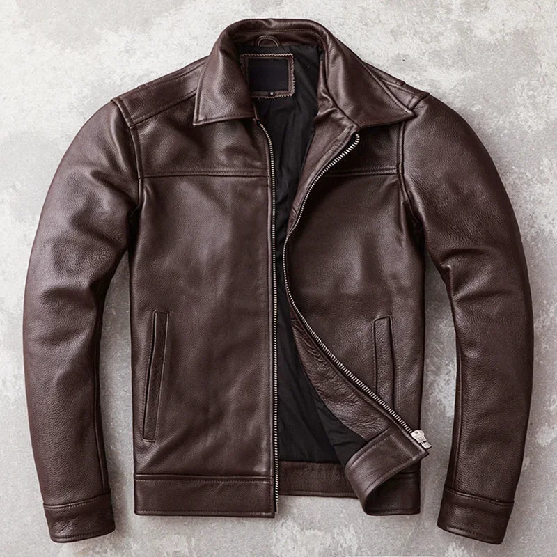 Blouson en Cuir de Vache Véritable Homme — Coupe Slim Casual | Noir & Marron | S à 6XL - BLACKBEARD OUTDOOR INDUSTRIES