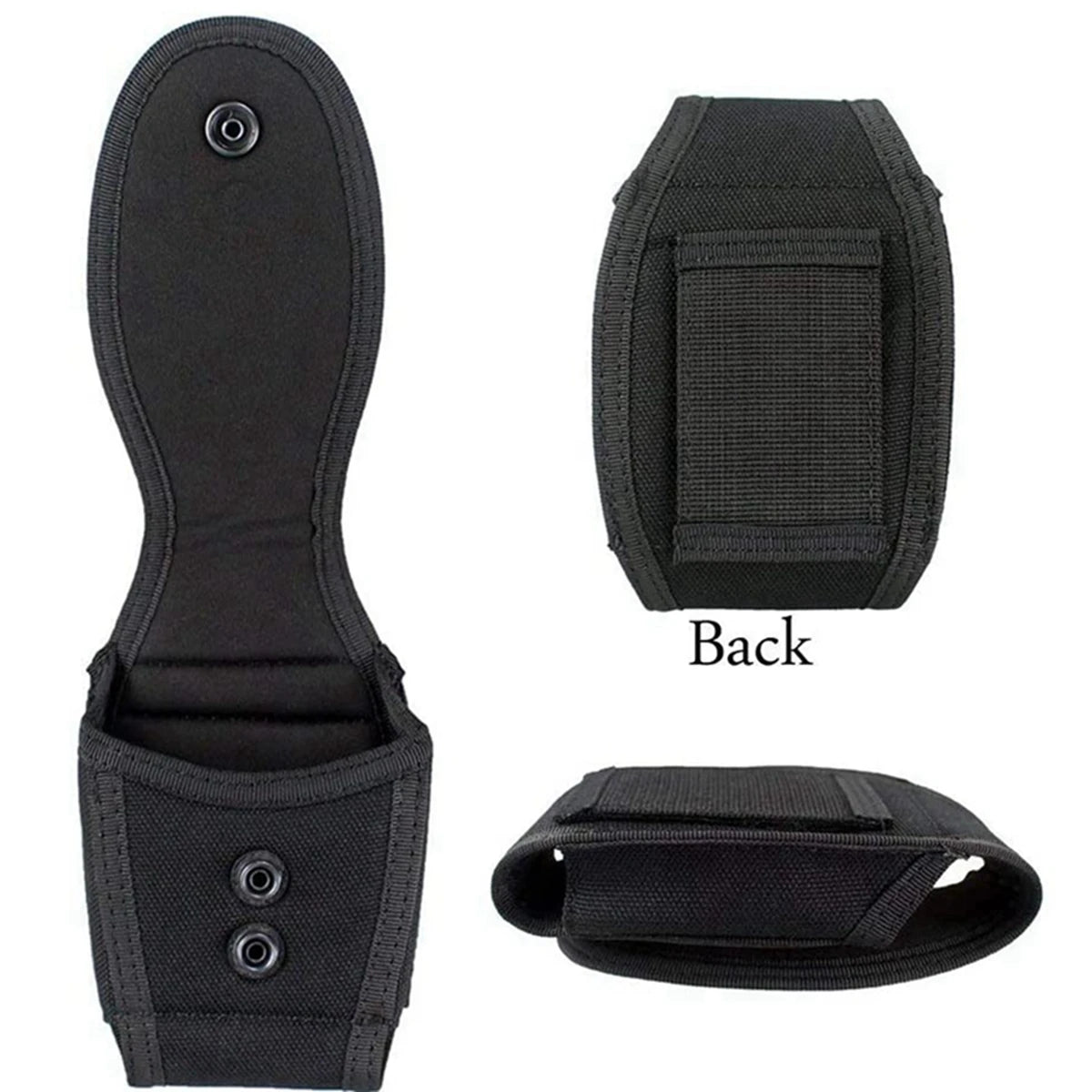 Étui menottes fermé en nylon pour ceinturon, menottes à chaîne ou charnière, noir