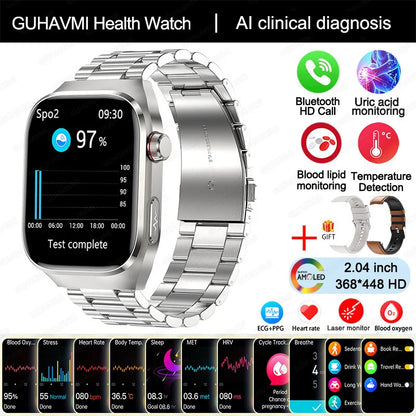 Montre Connectée Homme 2025 – Suivi Santé Avancé ECG+PPG – Surveillance Acide Urique & Lipides – Appels Bluetooth – Écran 2.04” AMOLED – Pour Android & iOS - BLACKBEARD OUTDOOR INDUSTRIES