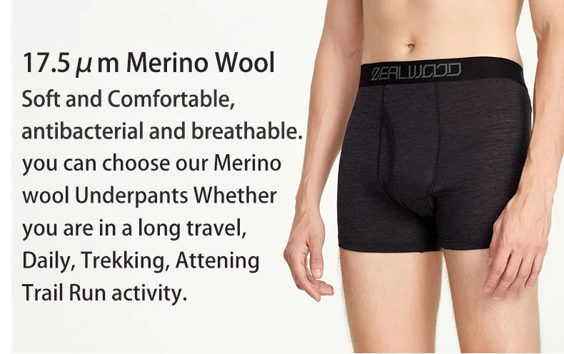 Boxers en Laine Merino et Tencel ZEALWOOD pour Hommes - Sous-vêtements Respirants et Antibactériens, Séchage Rapide, Confort Ultime BLACKBEARD OUTDOOR INDUSTRIES