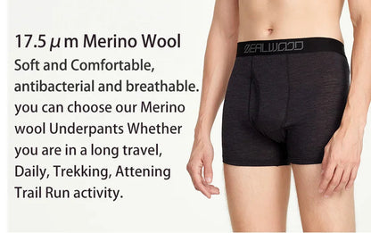 Boxers en Laine Merino et Tencel ZEALWOOD pour Hommes - Sous-vêtements Respirants et Antibactériens, Séchage Rapide, Confort Ultime BLACKBEARD OUTDOOR INDUSTRIES