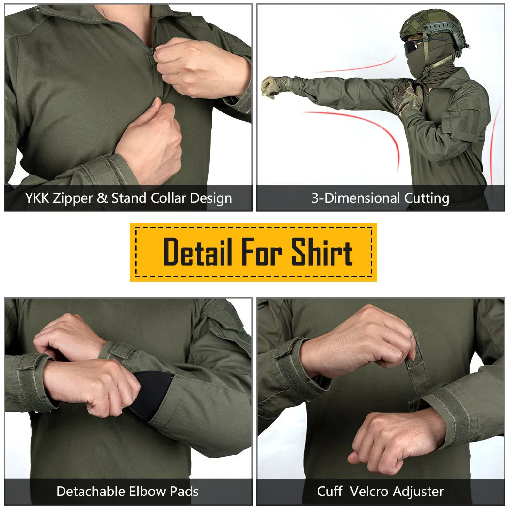 IDOGEAR G3 Uniforme Tactique Shirt & Pantalon avec Genouillères et Coudières – Ranger Green - BLACKBEARD OUTDOOR INDUSTRIES
