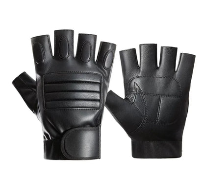 Gants tactiques homme demi-doigts en cuir Alpha pour militaire et police