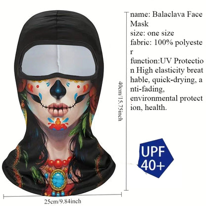 Cagoule masque intégral imprimé, protection visage adulte