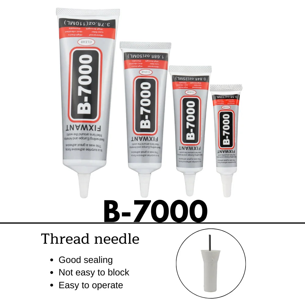 Colle B-7000 - Adhesif Universel Transparent pour Réparation d'Écran de Téléphone - Disponible en 15ML, 25ML, 50ML, 110ML avec Applicateur de Précision BLACKBEARD OUTDOOR INDUSTRIES