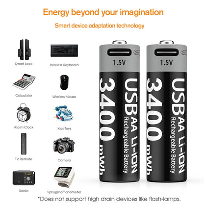 batterie rechargeable MATOV AA 1,5 V 3400mWh Ma boutique