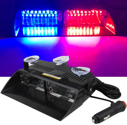 Feux Stroboscopiques LED Police – Barre Lumineuse d'Urgence 16 LED Pare-Brise 12V | 18 Modes Flash - BLACKBEARD OUTDOOR INDUSTRIES