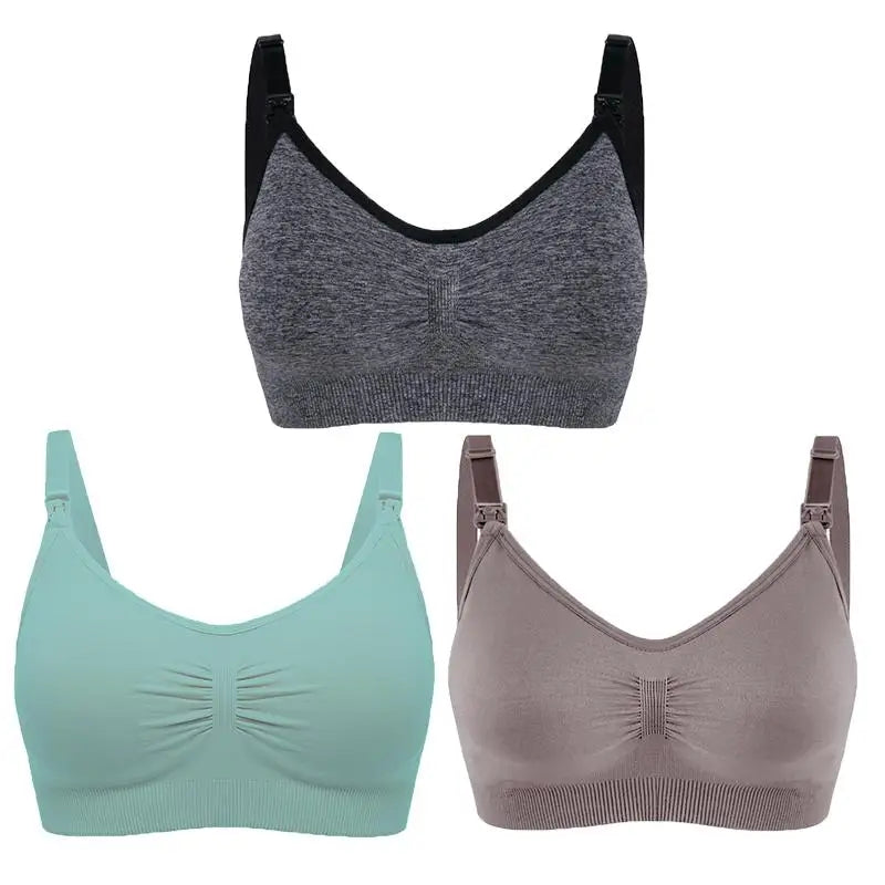 Lot de 3 Soutiens-Gorge d'Allaitement Maternité – Sans Armature, Grande Taille, Respirant