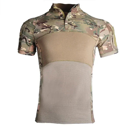 T-Shirt Tactique Combat Homme – Manches Courtes, Camouflage Multicam | Chasse & Airsoft