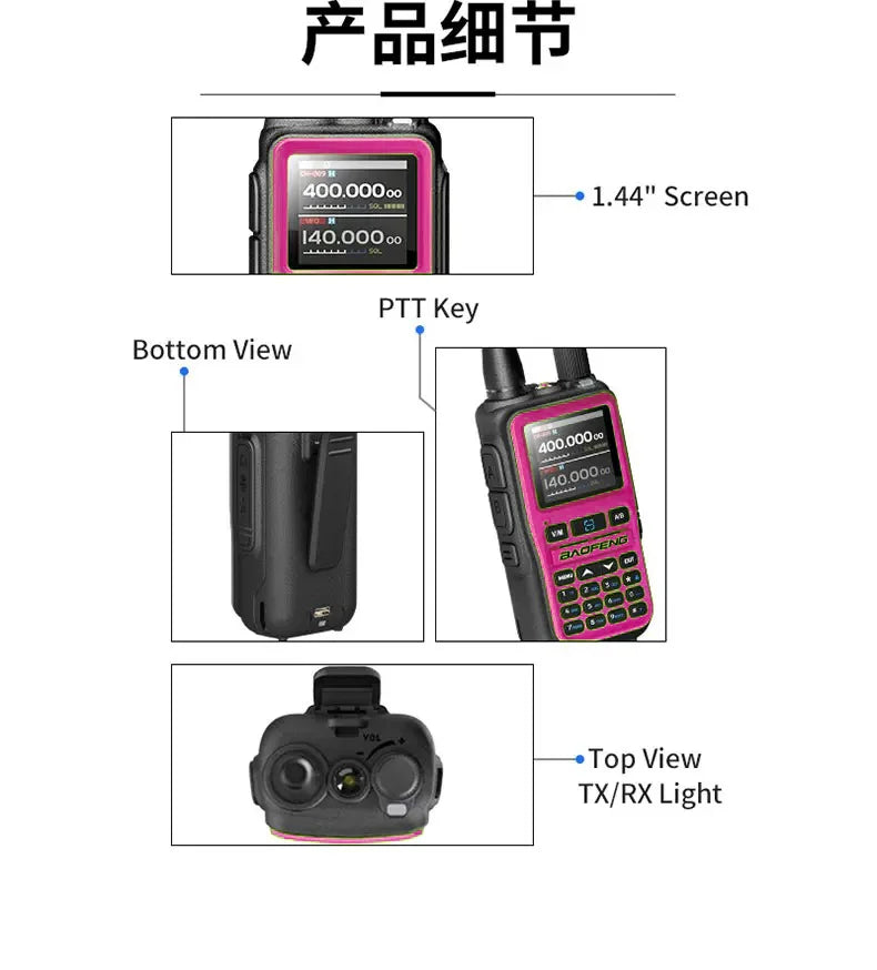 Pack 2 Talkies-Walkies BAOFENG UV-5R Mini – Double Bande, 5W, Bluetooth, Charge USB-C
