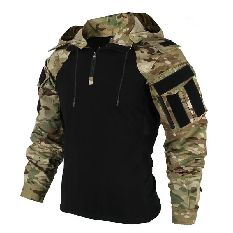Chemise tactique unisexe manches longues – T-shirt respirant à capuche camouflage pour chasse, entraînement et paintball - BLACKBEARD OUTDOOR INDUSTRIES