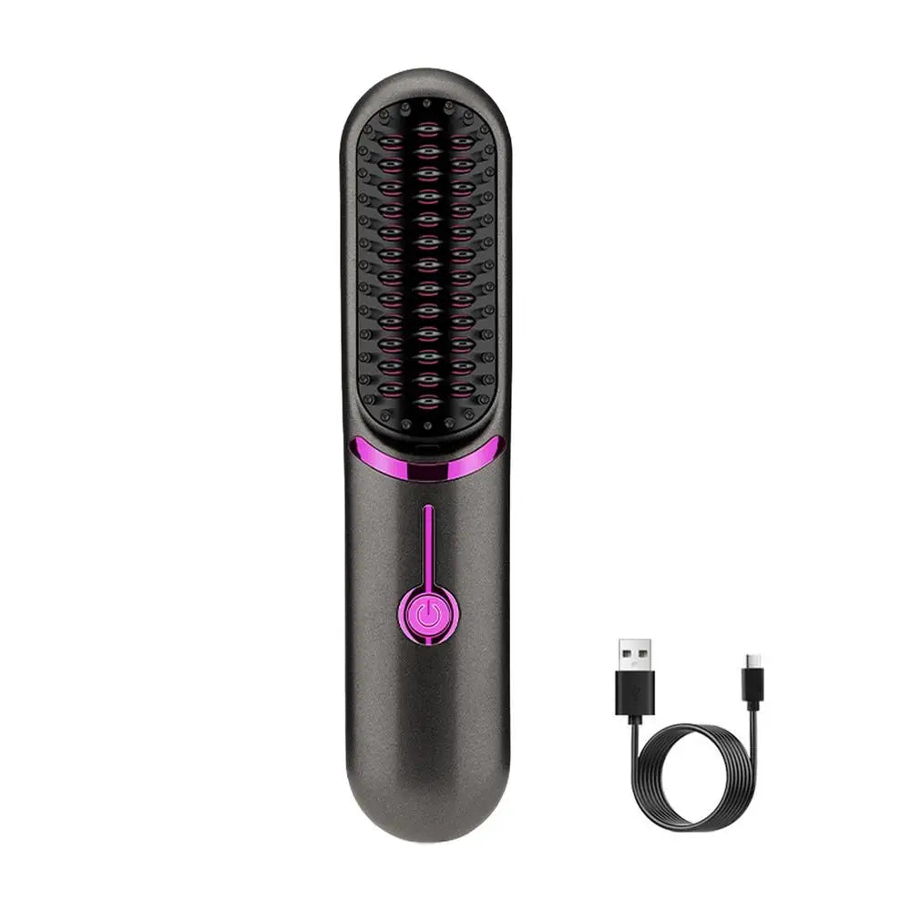 Brosse Lissante Sans Fil – Brosse Chauffante Anti-Frisottis Portable avec Batterie Rechargeable | Idéale pour Voyage & Maison - BLACKBEARD OUTDOOR INDUSTRIES