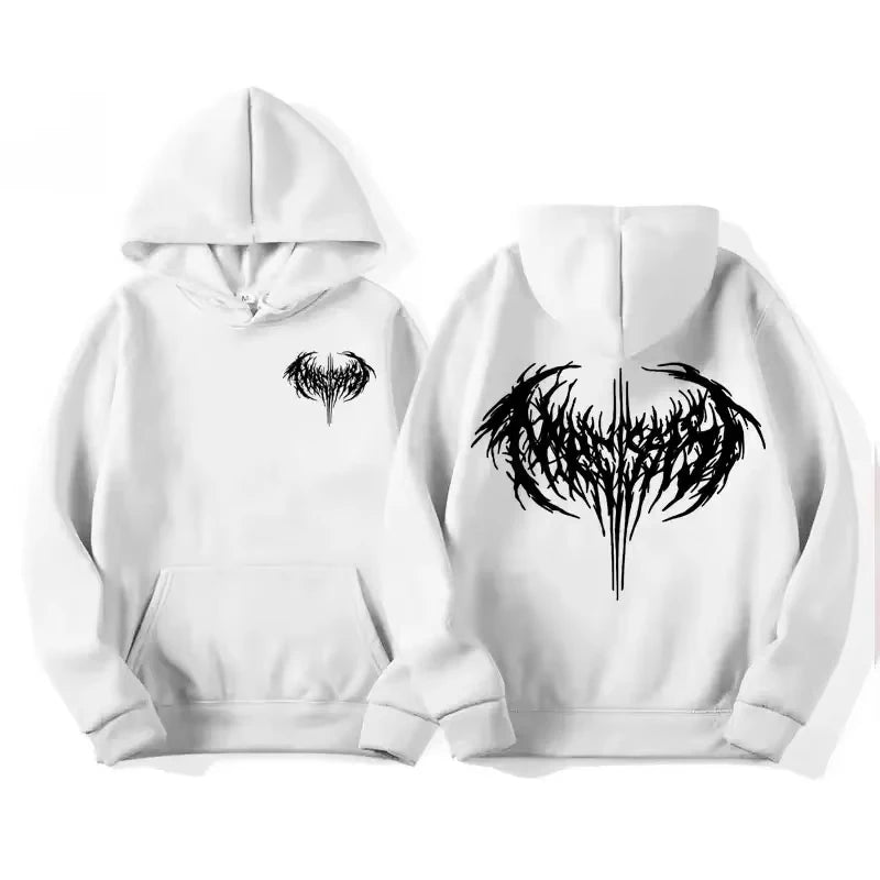 Sweat à capuche gothique femme imprimé, coupe ample