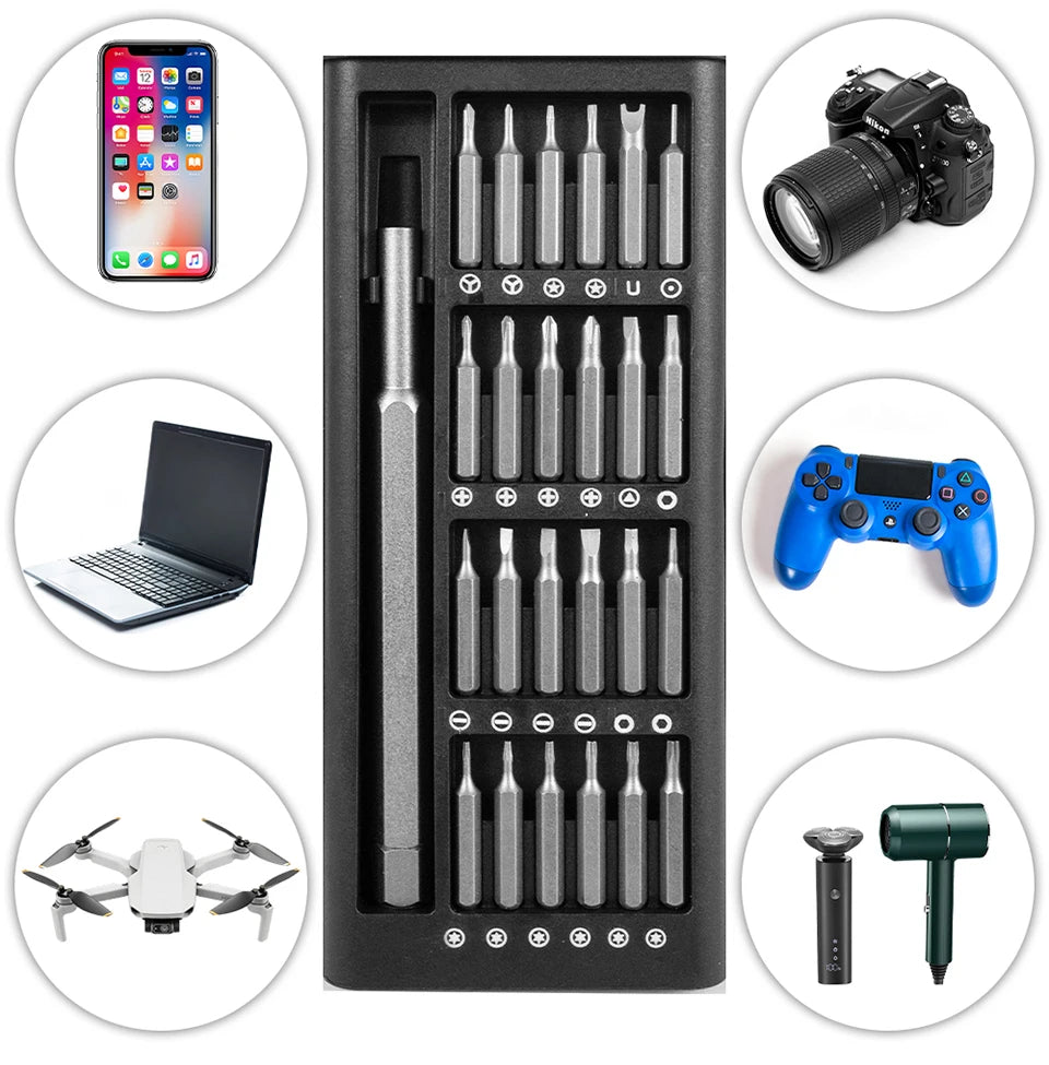 Suli Set de Tournevis de Précision Magnétique 25 en 1 / 63 en 1 – Kit Mini Outils Professionnel pour Réparation Téléphone, PC, Bricolage, avec Embouts Torx, Hex, et Plus - BLACKBEARD OUTDOOR INDUSTRIES