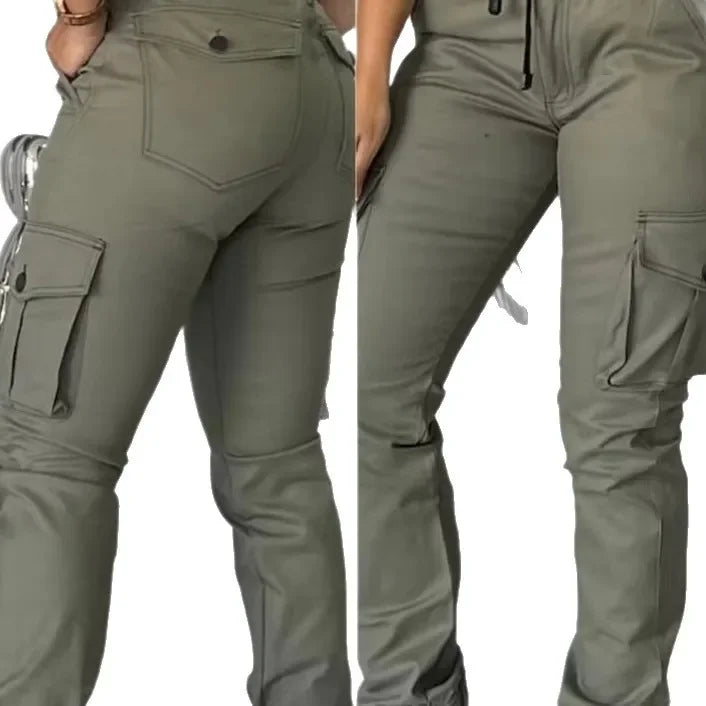 Pantalon Cargo Militaire Femme Multi-Poches – Coupe Slim, Vert Armée - BLACKBEARD OUTDOOR INDUSTRIES