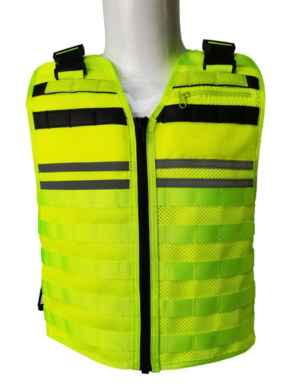 Gilet Tactique MOLLE Ajustable – Oxford Haute Densité, Bandes Réfléchissantes, Détachement Rapide | Airsoft, Sécurité
