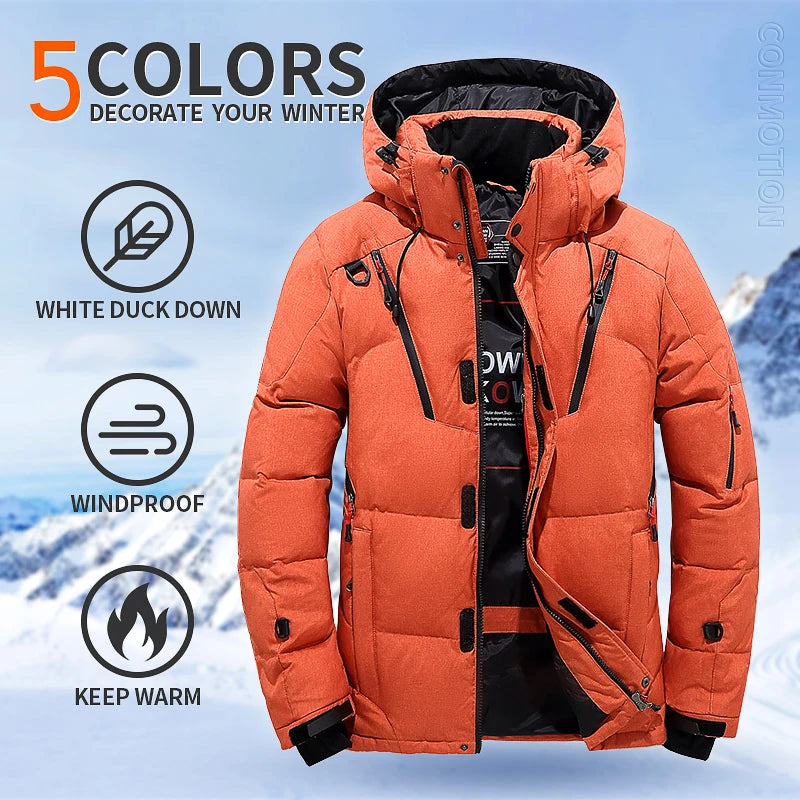 Veste Doudoune Homme en Duvet Blanc - Parka Hivernale Windproof, Chaude et Confortable, Avec Capuche Détachable BLACKBEARD OUTDOOR INDUSTRIES