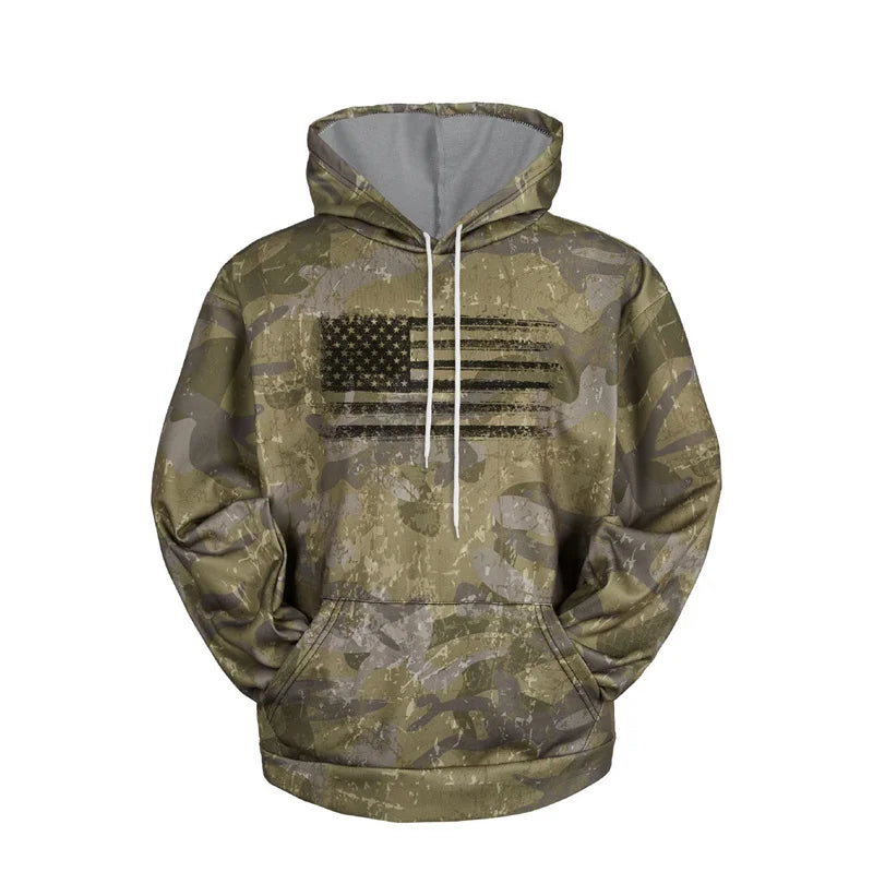 Hoodie Camouflage 3D Drapeau Américain — Sweat à Capuche Patriotique USA Imprimé Homme Femme Enfant - BLACKBEARD OUTDOOR INDUSTRIES