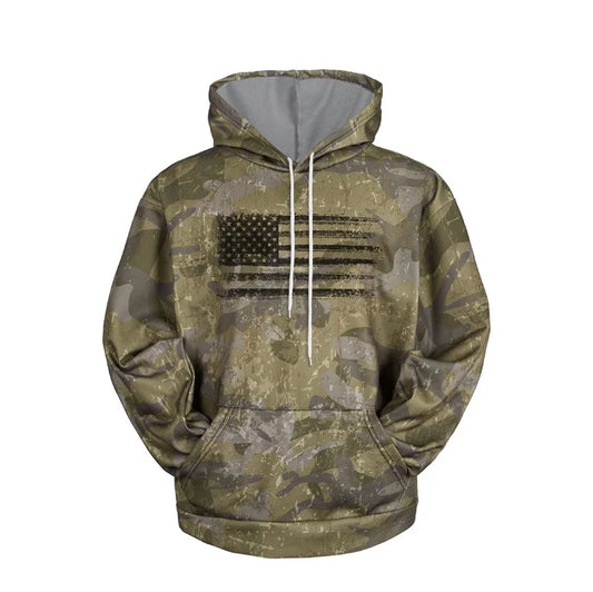 Hoodie Camouflage 3D Drapeau Américain — Sweat à Capuche Patriotique USA Imprimé Homme Femme Enfant - BLACKBEARD OUTDOOR INDUSTRIES