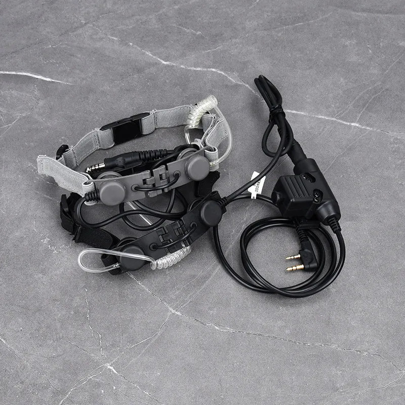 Microphone Laryngophone Tactique WADSN pour Radio Kenwood, BaoFeng UV-5R, UV-5X, UV-82 avec PTT U94 BLACKBEARD OUTDOOR INDUSTRIES