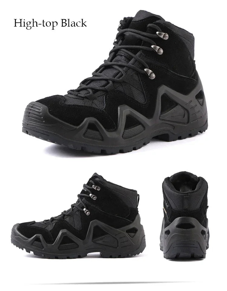 Chaussures Tactiques Mi-Hautes Militaires Désert – Cuir Suède, Randonnée & Outdoor, 39-46
