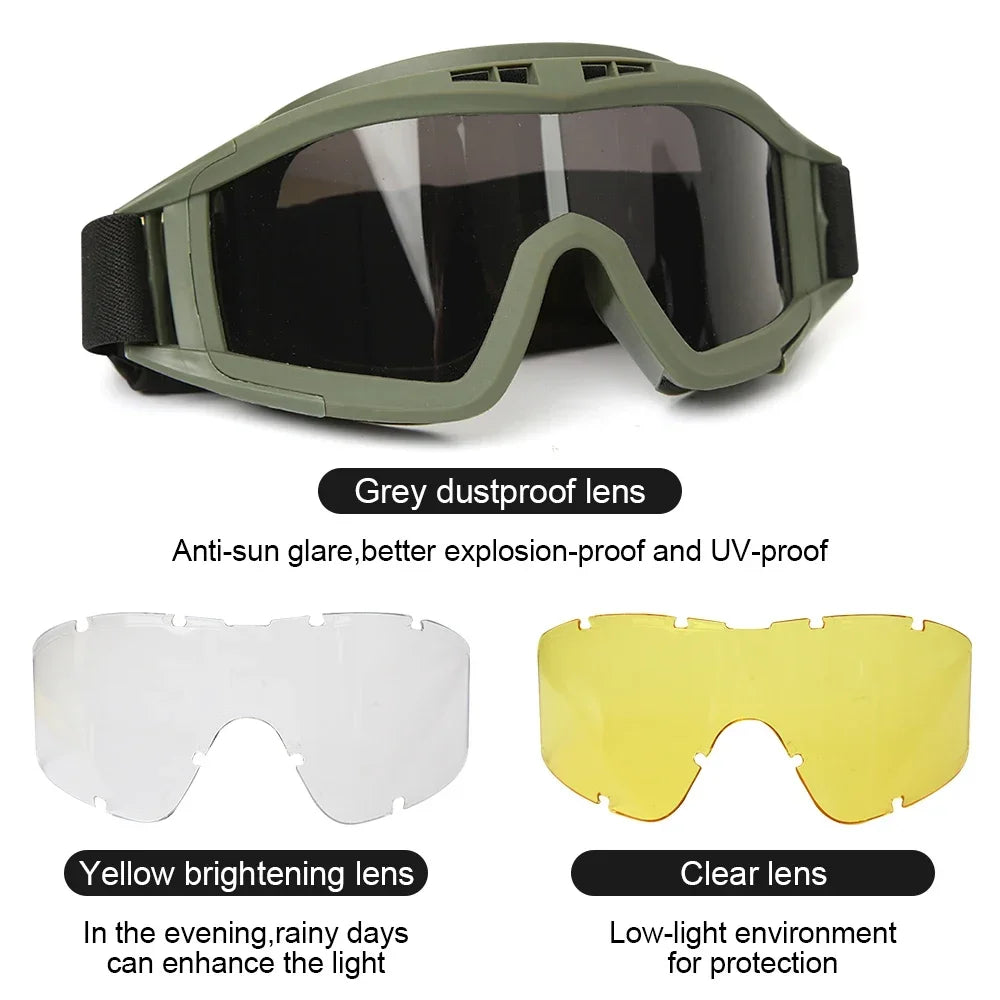 Lunettes tactiques à 3 jeux de verres interchangeables