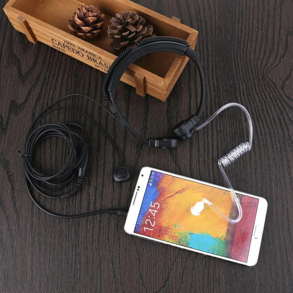 Microphone Laryngé Réglable avec Tube Acoustique 3.5mm + PTT Doigt – Micro-casque Discret pour Téléphone Mobile - BLACKBEARD OUTDOOR INDUSTRIES