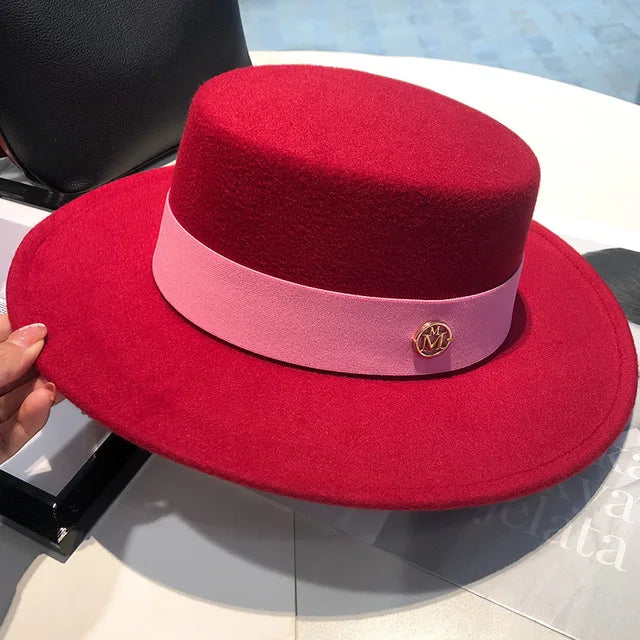 Chapeau fedora femme à bord plat et ruban