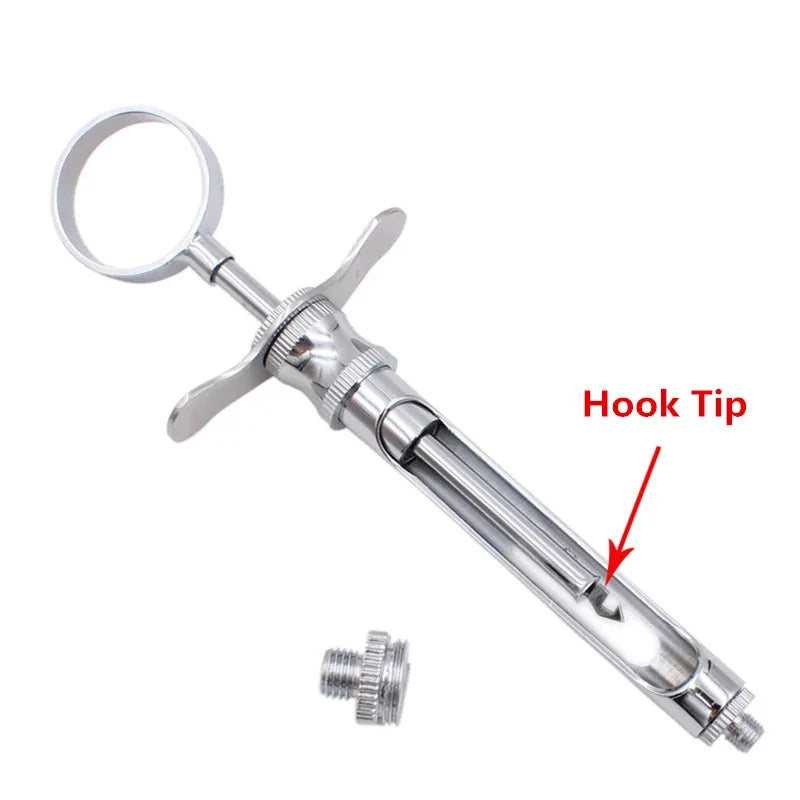 Seringue Dentaire Aspirante Acier Inoxydable avec Tête – Instrument Chirurgical Dentiste – Pointe Crochet ou Pointe Affûtée – Certifié CE