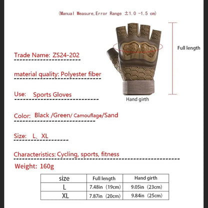 Gants Tactiques Demi-Doigt Militaire – Chasse Tir Combat Fitness Outdoor