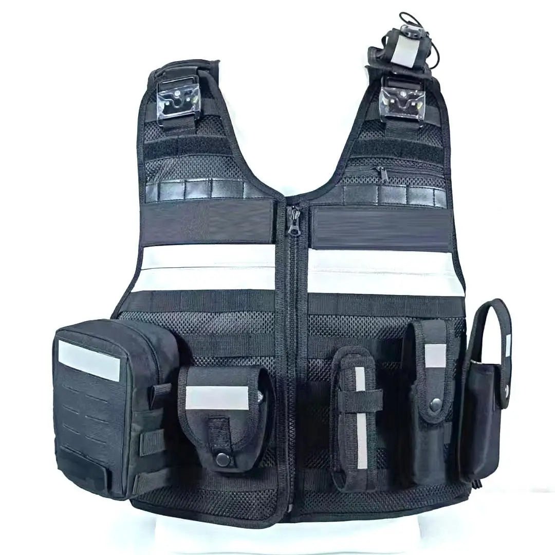 Lots Gilets Tactique Multifonction Noir ou Jaune Fluo – Doublure Anti-Coupure Interchangeable, Respirant 4 Saisons pour Agents de Securite, Formation et Patrouille (10 Configurations)