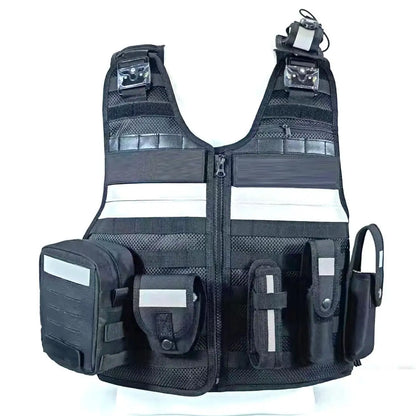 Lots Gilets Tactique Multifonction Noir ou Jaune Fluo – Doublure Anti-Coupure Interchangeable, Respirant 4 Saisons pour Agents de Securite, Formation et Patrouille (10 Configurations)