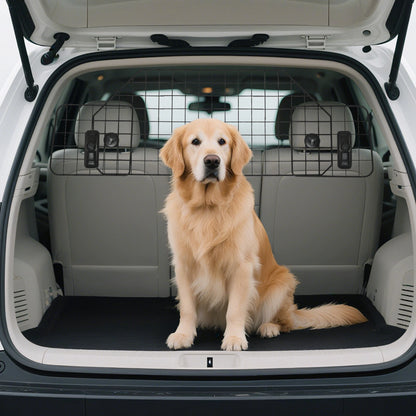 Barrière de Sécurité Auto pour Chien PawHut, Ajustable de 90 cm, Barrière de Protection Noire