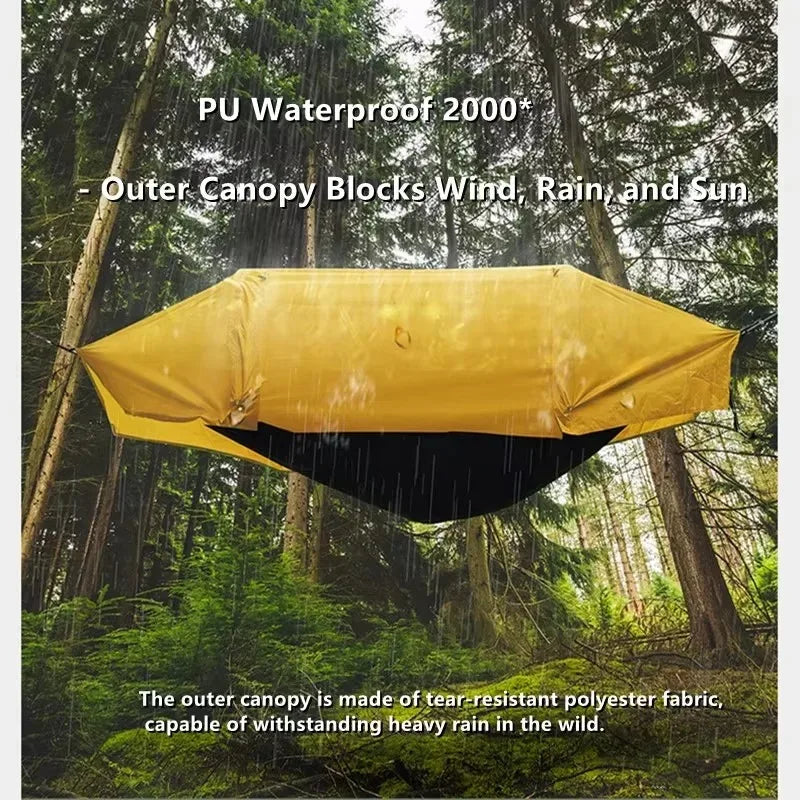 Hamac Tente Double Pâle Anti-Moustiques Imperméable – Nylon 70D, Charge 200 kg | Camping, Randonnée, Bivouac | 5 Coloris